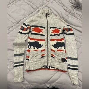 Superdry zip up knit bison cardigan. Women’s Size Small. Siwash